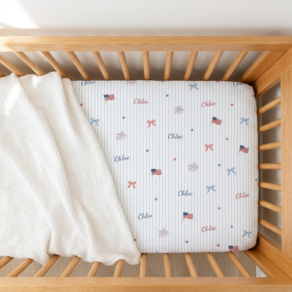 Personalized Crib Sheet in Patriotic