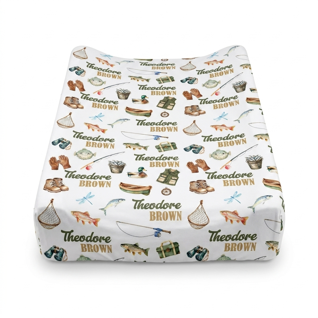 Personalized Changing Pad Cover in Fishing Buddy