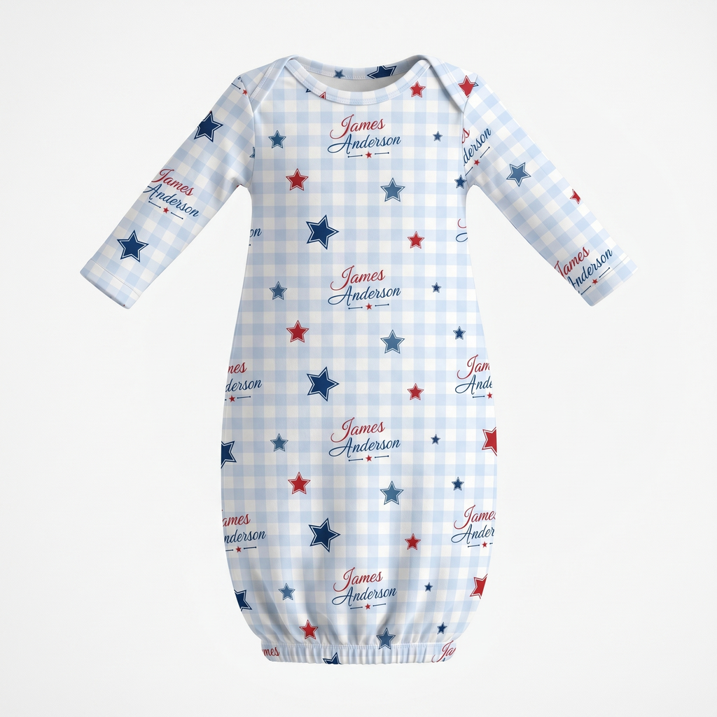 Personalized Sleep Gown in Red, Blue and Star
