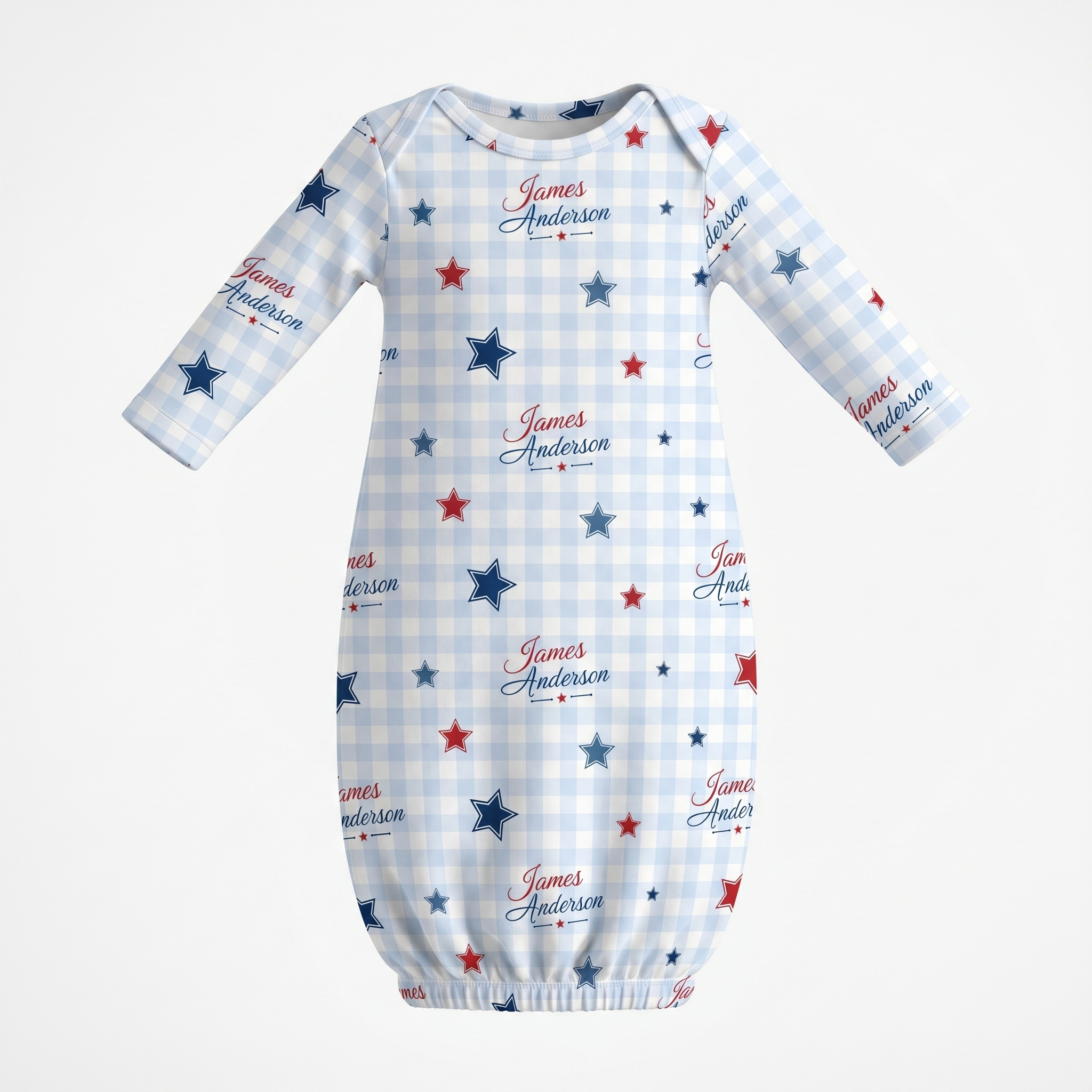 Personalized Sleep Gown in Red, Blue and Star
