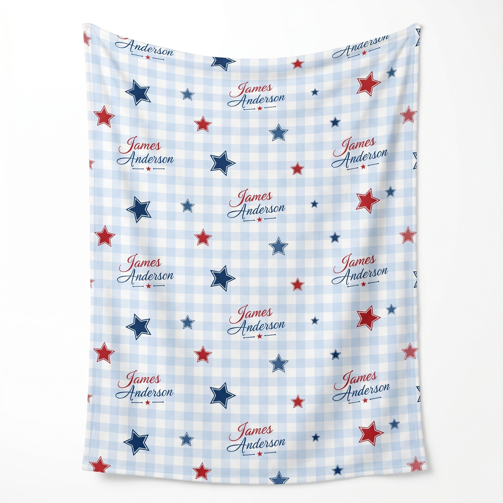 Personalized Swaddle in Red, Blue and Star