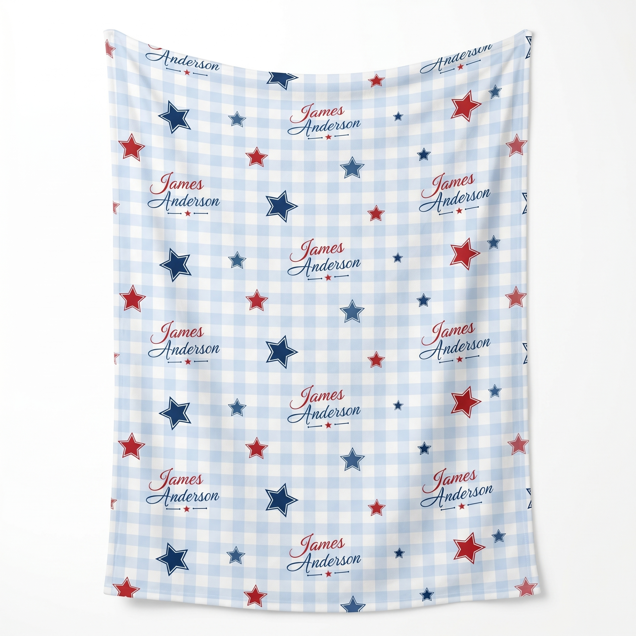 Personalized Swaddle in Red, Blue and Star