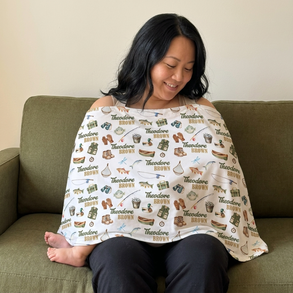 Personalized 5-in-1 Nursing Cover in Fishing Buddy