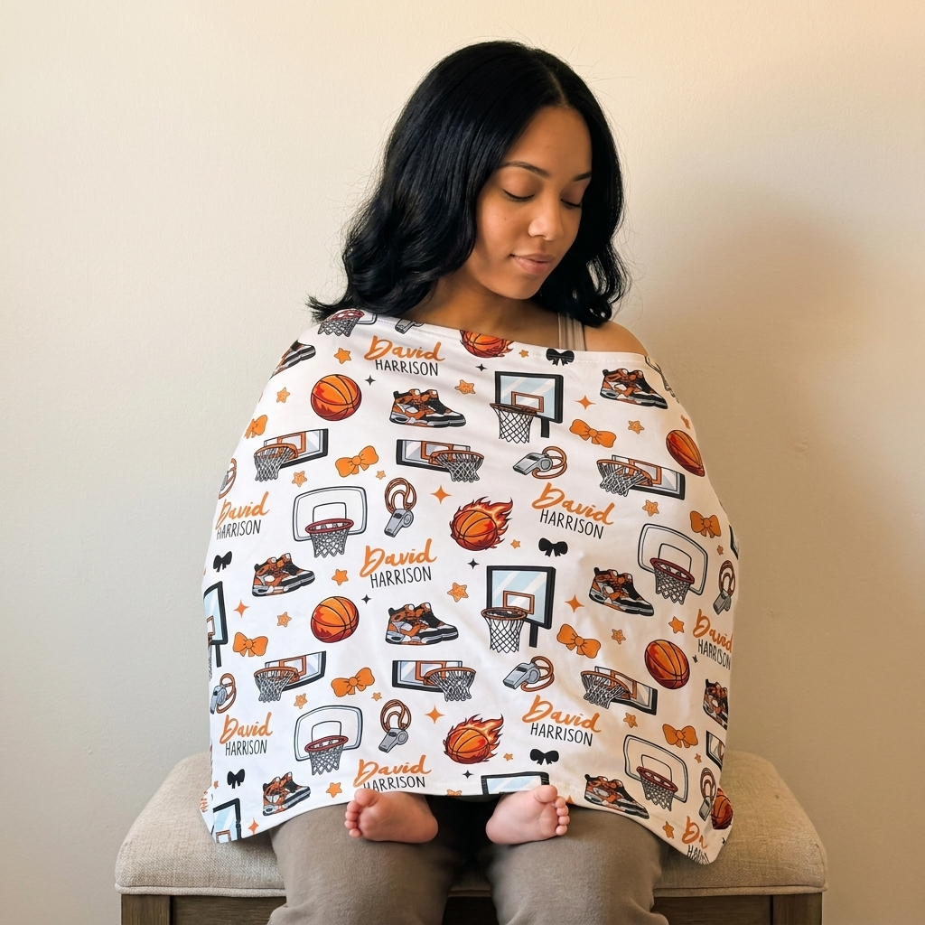Personalized 5-in-1 Nursing Cover in Basketball