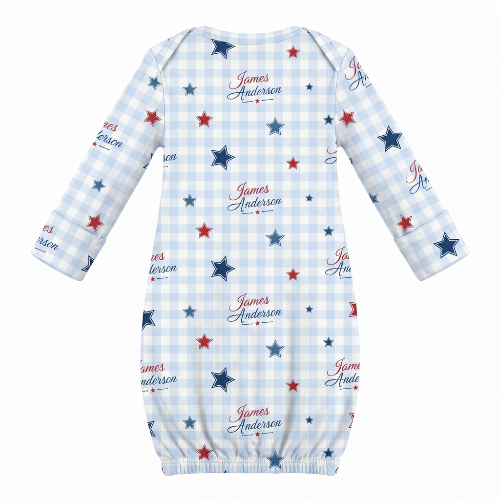 Personalized Sleep Gown in Red, Blue and Star