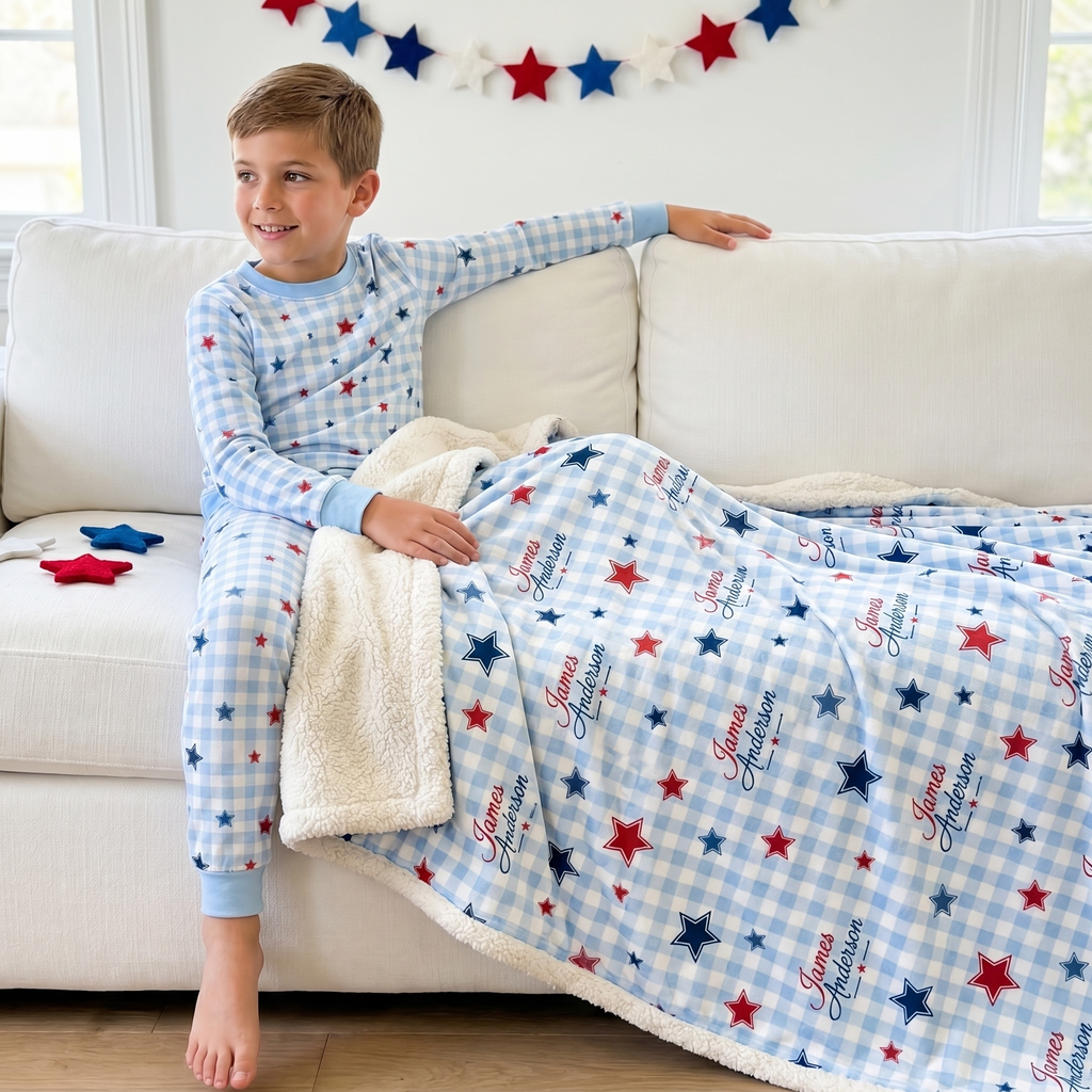 Pajama Set in Red, Blue and Star