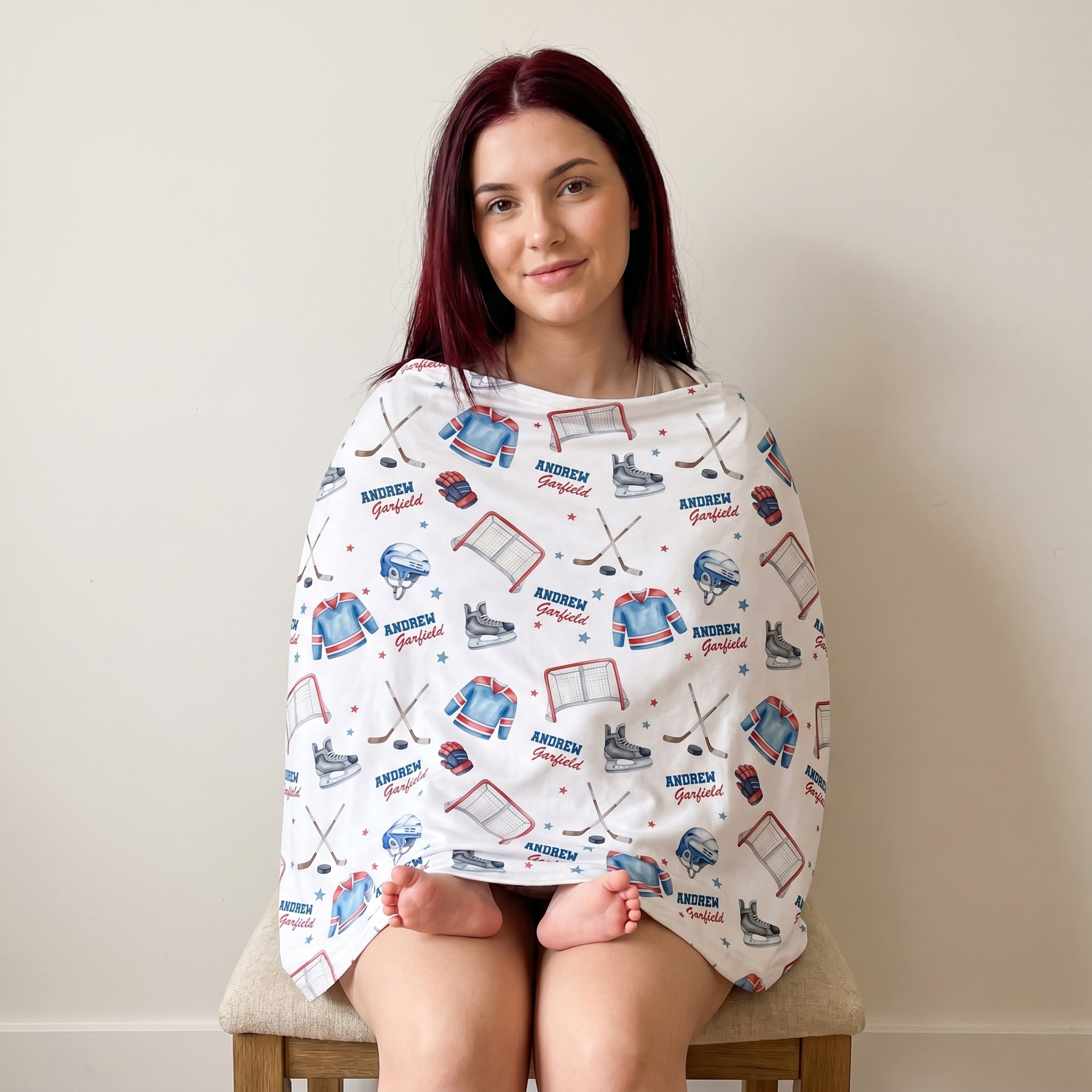 Personalized 5-in-1 Nursing Cover in Ice Hockey