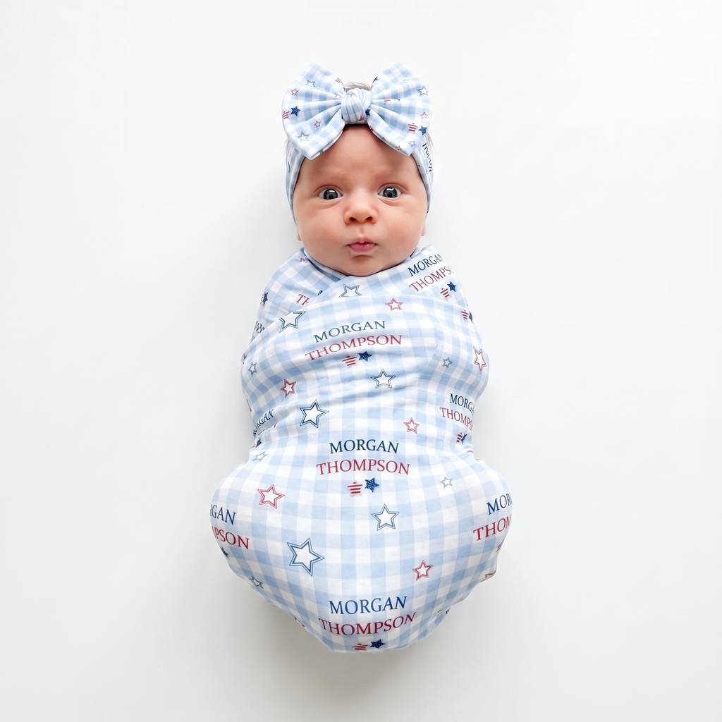 Personalized Swaddle in Star-Spangled Sky