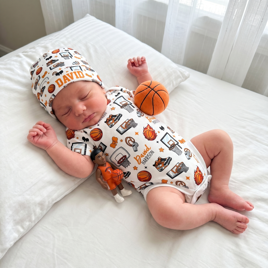 Personalized Beanie Hat in Basketball