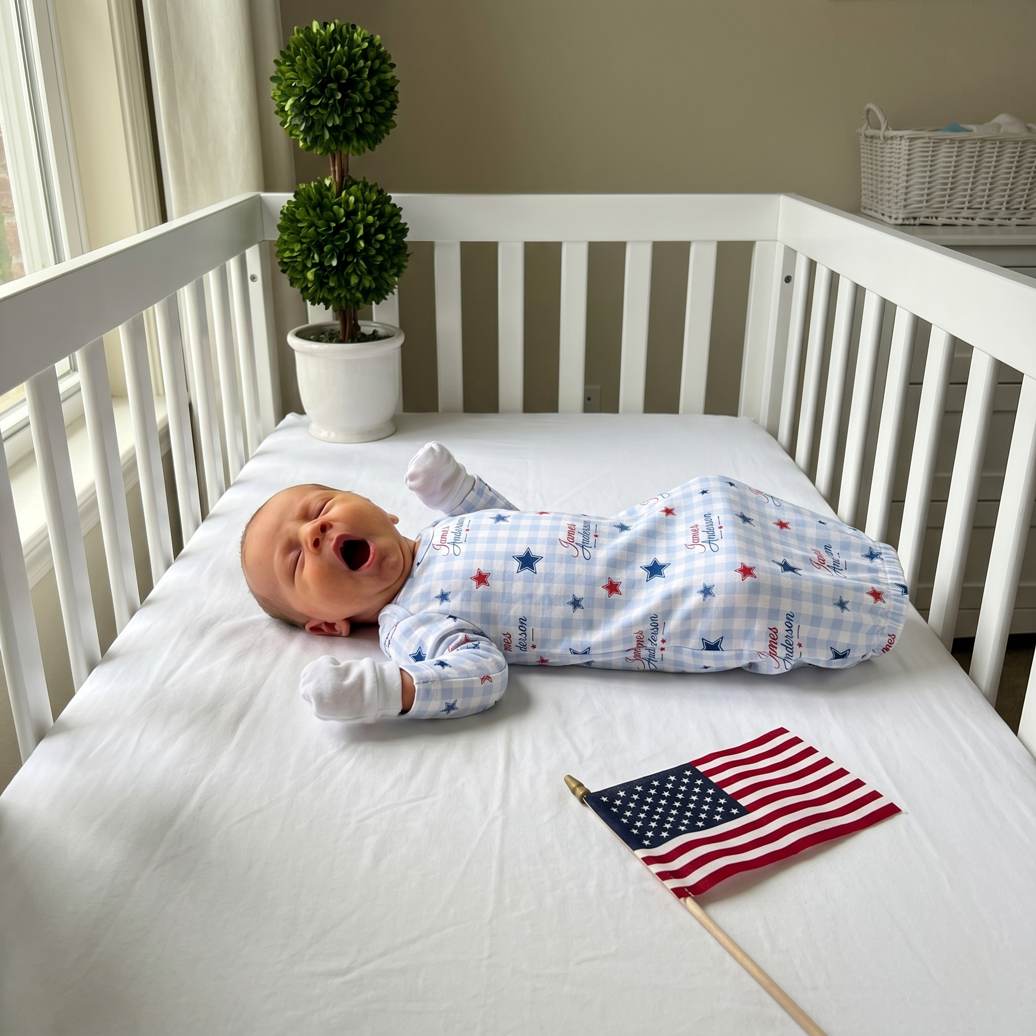 Personalized Sleep Gown in Red, Blue and Star