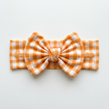 Personalized Bow Headband in Carrot Plaid
