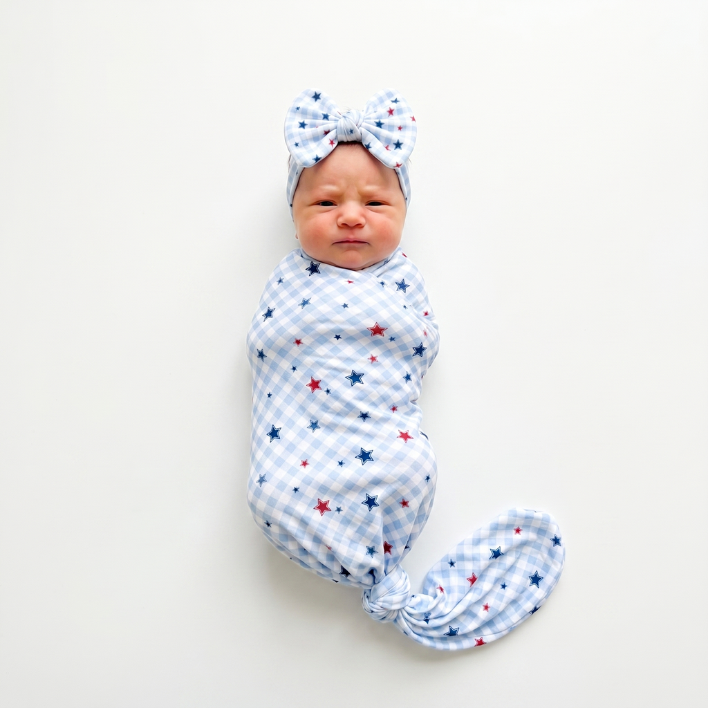 Personalized Bow Headband in Red, Blue and Star