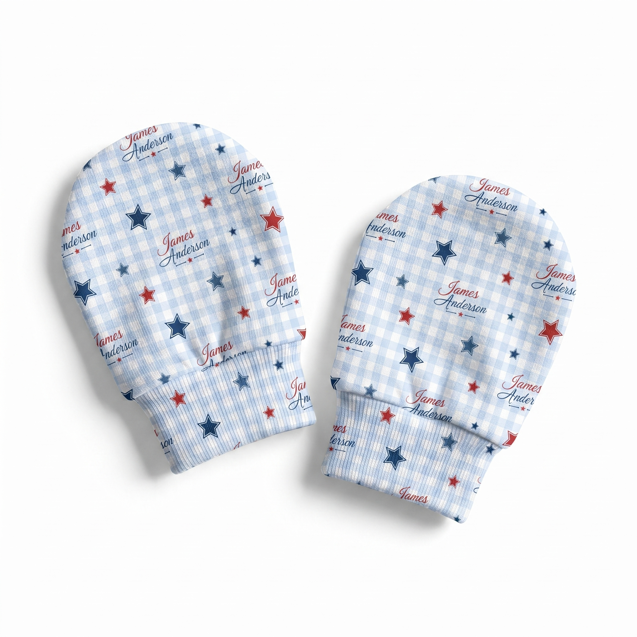 Personalized Mittens in Red, Blue and Star