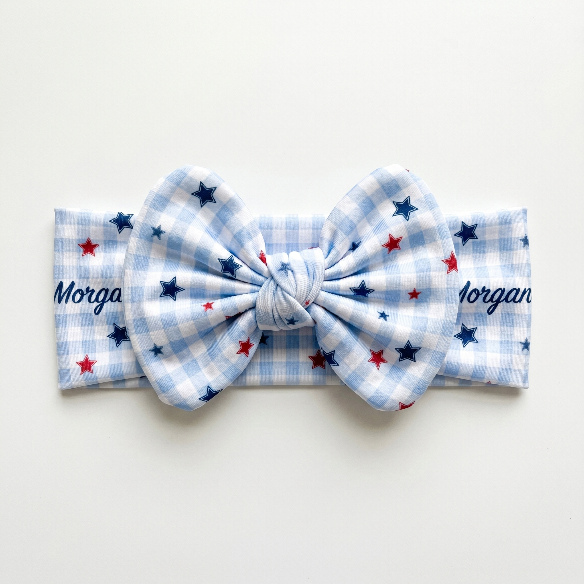 Personalized Bow Headband in Red, Blue and Star