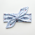 Personalized Knotted Headband in Star-Spangled Sky